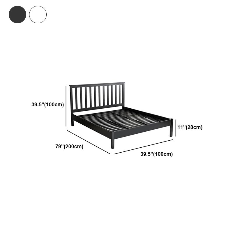 Modern Solid Color Open-Frame Bed with Rectangular Headboard