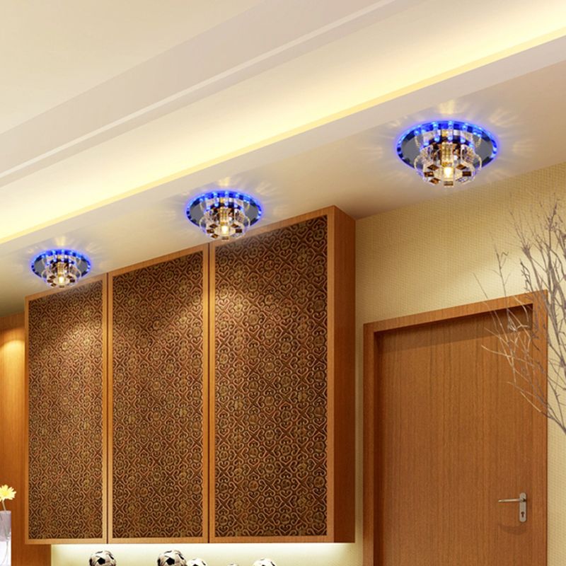 Flower-Like LED Flush Mount Modern Crystal Clear Flushmount Ceiling Light for Hallway