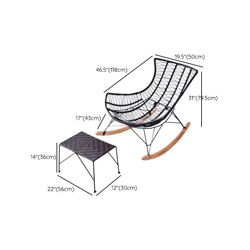 Contemporary Rattan Rocker Chair Water Resistant Rocking Chair for Living Room