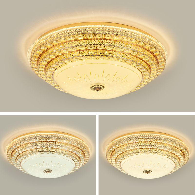 Gouden ronde kristallen LED-inbouw in moderne luxe stijl metalen plafondlamp voor woonkamer