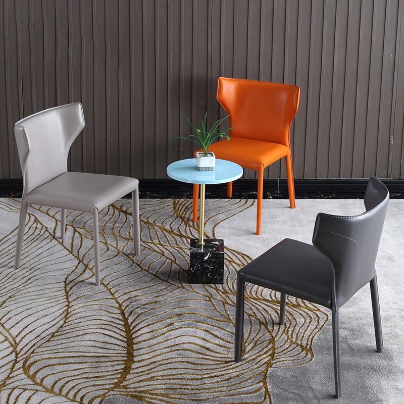 Designer Style Hotel Wingback Chair Leather Matte Finish Dining Chair