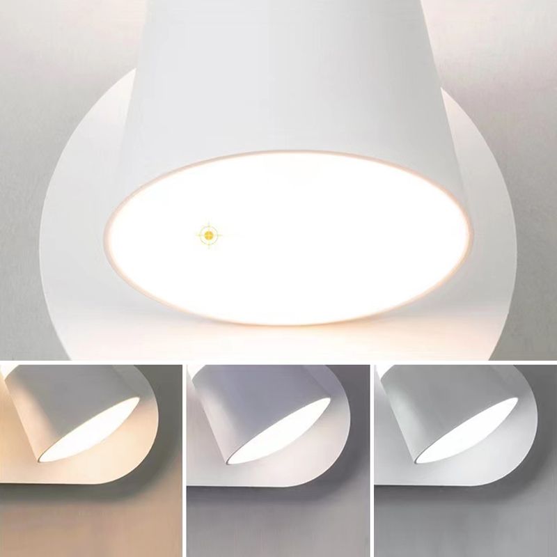 Modern Metal Wall Sconce LED Wall Light with Aluminum Shade in Black and White for Bedroom