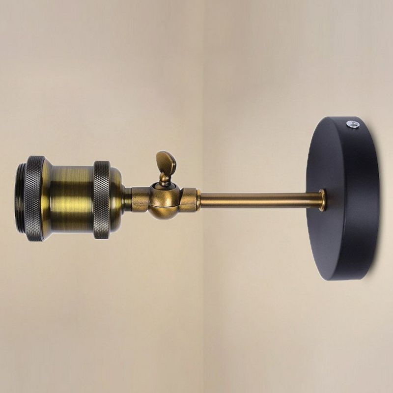 Lámpara de pared de la base de bulbo desnudo de latón anticipado metal industrial 1 cabezal de pared de la pared de garaje con giro
