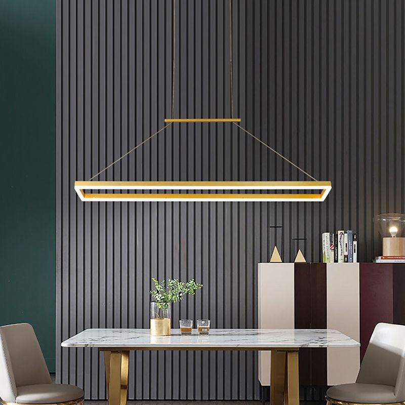 Modern Minimalist Rectangle Island Light Metal LED Restaurant Pendant Lighting for Living Room
