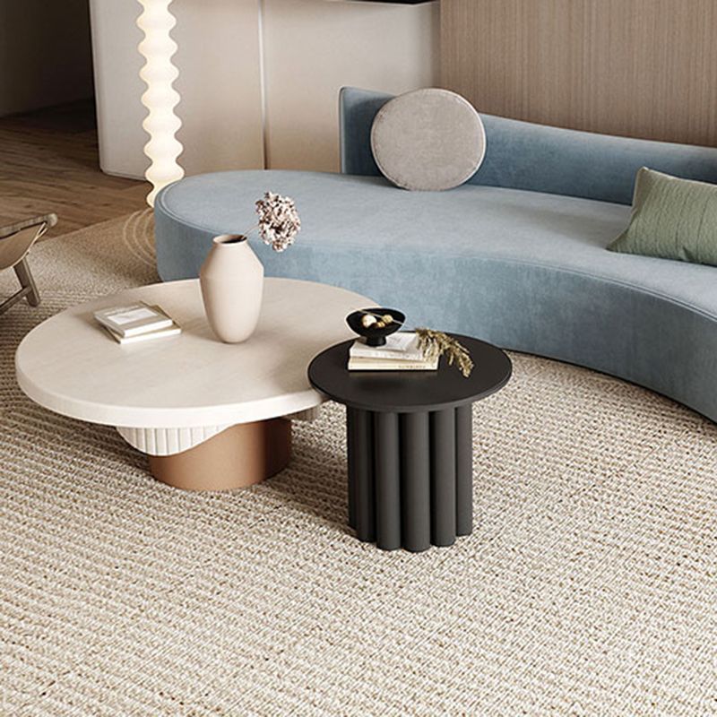 Nordic Wood Pedestal Coffee Table Macaroon Round Nesting Coffee Table