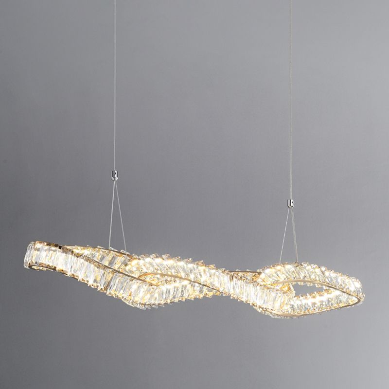 Nordic Style Crystal Hanging Lamp Geometry Shape Island Light Fixture for Bedroom