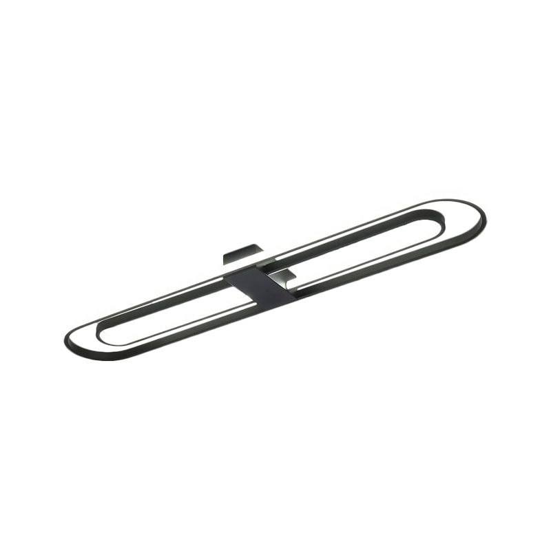 Plafonnier encastré à LED métallique moderne à double rectangle noir, 16"/23,5"/31,5" de large (la personnalisation sera de 7 jours)