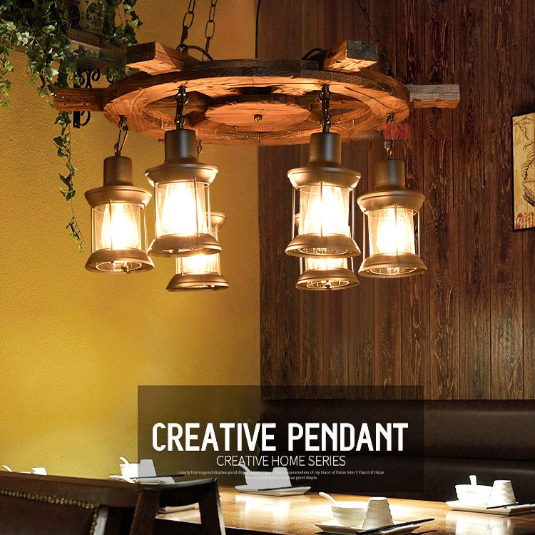 Accesorios de iluminación de lámpara de madera de timón lámpara de lámpara colgante