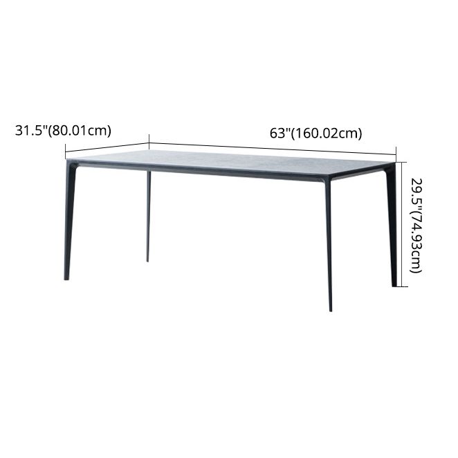 Modern Sintered Stone Black Dining Set with Rectangle Table and Black Legs Kitchen Dining Set