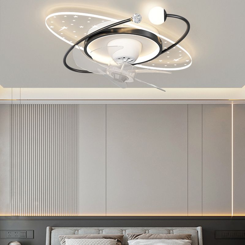 Geometric LED Ceiling Fan Iron and Acrylic Fan Light in Black / Gold