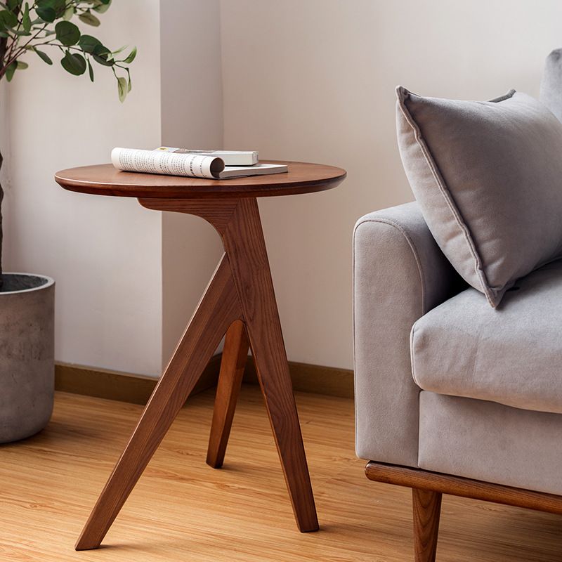 Solid Wood Round Top Side Table 23.6 " Tall 3 Legs End Table