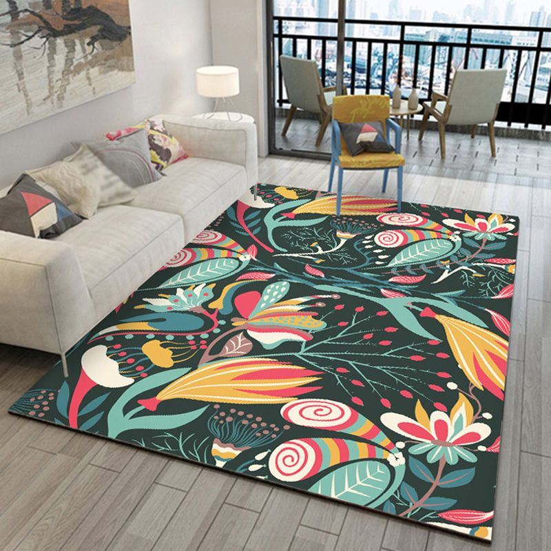 Tapis botanique de tapis bohème multicolo