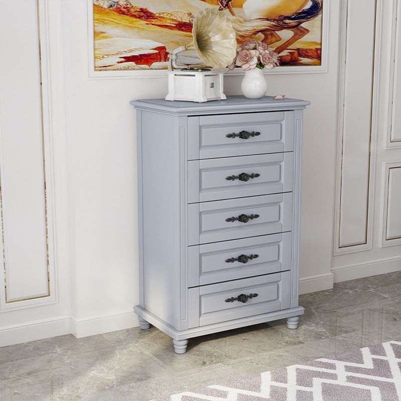 Traditional Rubber Wood Bedroom Storage Chest Vertical Chest with Drawers