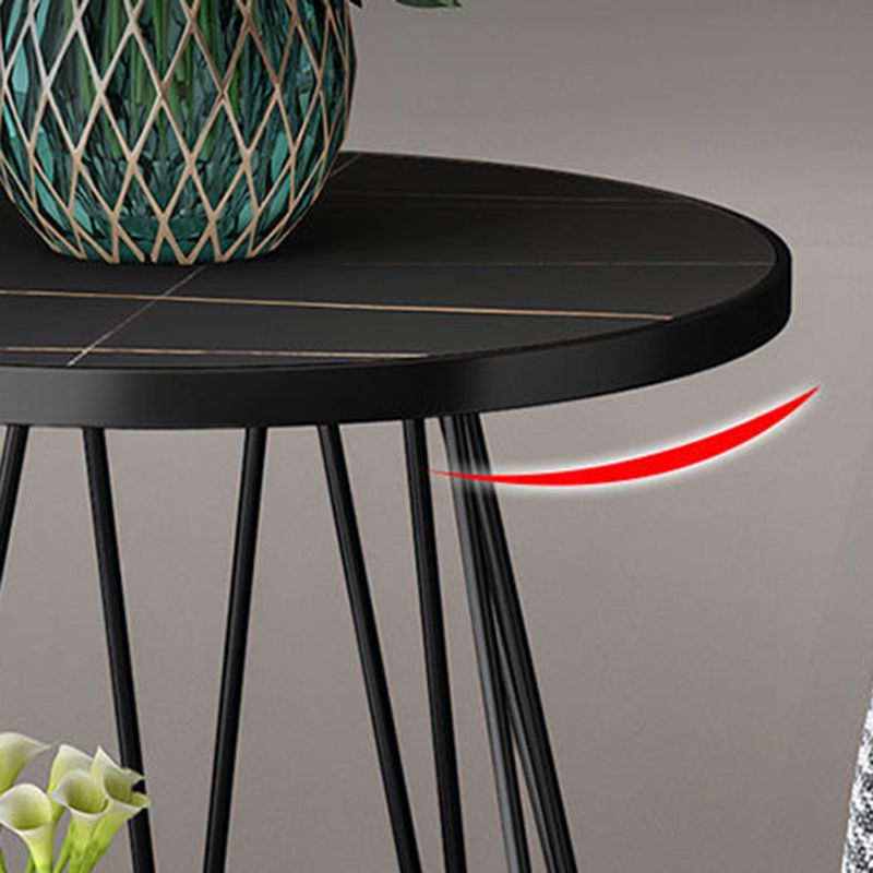 Modern Round Side Table 24.4-inch Gold/Black Metal Frame End Table