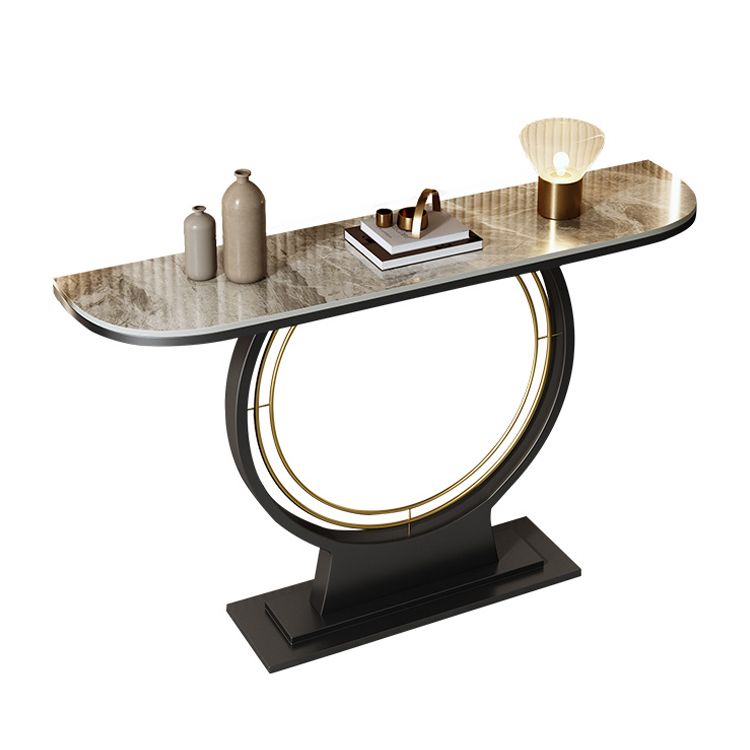 Modern Half Moon Console Accent Table Antique Finish Console Sofa Table