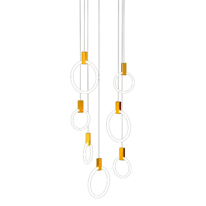 Luce appesa a LED in oro in alluminio in moderno luce a filo in ferro battuto in ferro battuto con tonalità acrilica