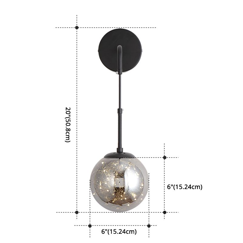 Modern Luxury Globe Wall Sconce 1-Light Wrought Iron LED Wall Light for Living Room