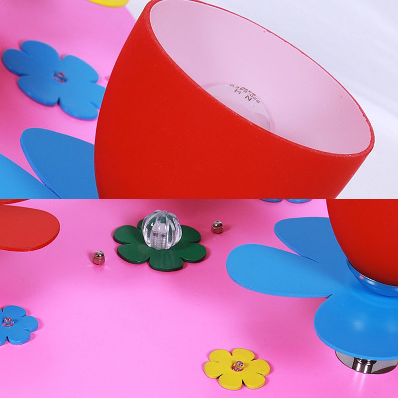 Lámpara de techo en flor para sala de enfermería con pantalla de cuenco, luz moderna de montaje en techo de madera, 3 luces