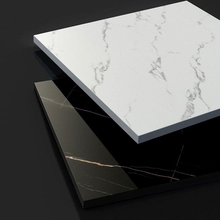 Traditional Luxury Round Dinner Table Sintered Stone Table with Black Frame
