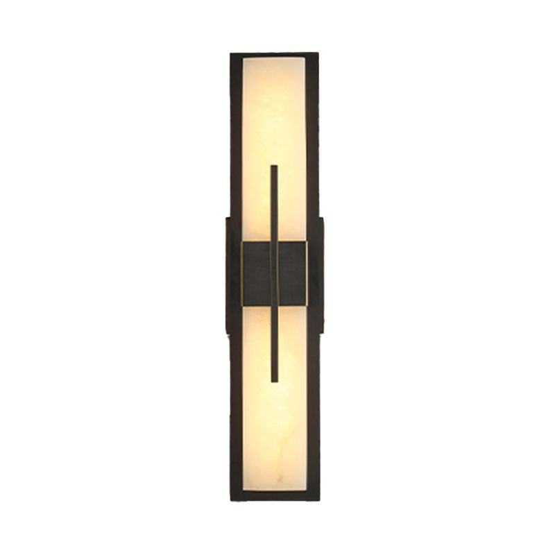 Metal Modern Wall Sconce Rectangle Shape Wall Light with Stone Shade for Living Room