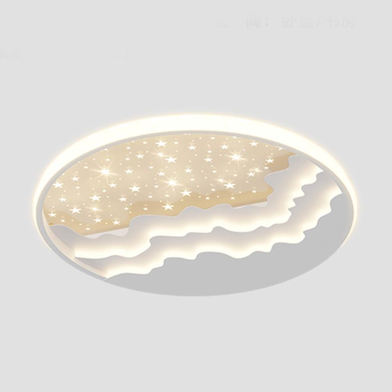 Luminaire de plafond encastré de style moderne à 1 ampoule à abat-jour rond en blanc