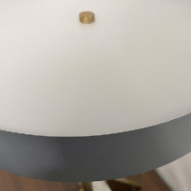 Round LED Table Lamp Postmodern Metal Black and Gold Nightstand Light with Marble Quadpod