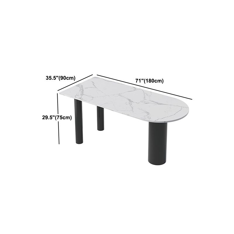 Freeform Sintered Stone White Table for Restaurant Luxury Table with Black 3 Legs