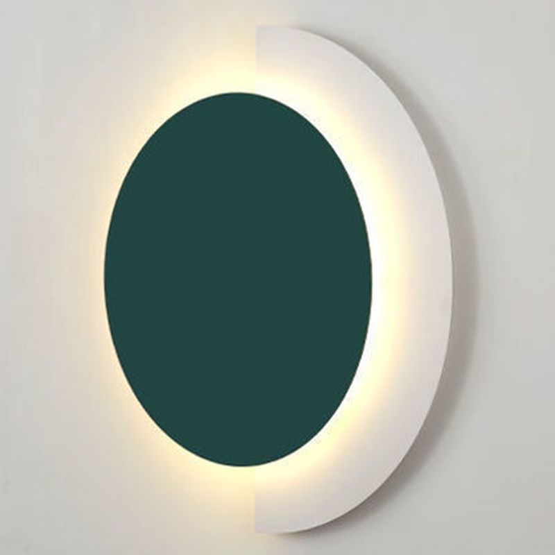 Single Modern Wall Mounted Sconce LED Round Wall Light in Green/Black/Orange Finish