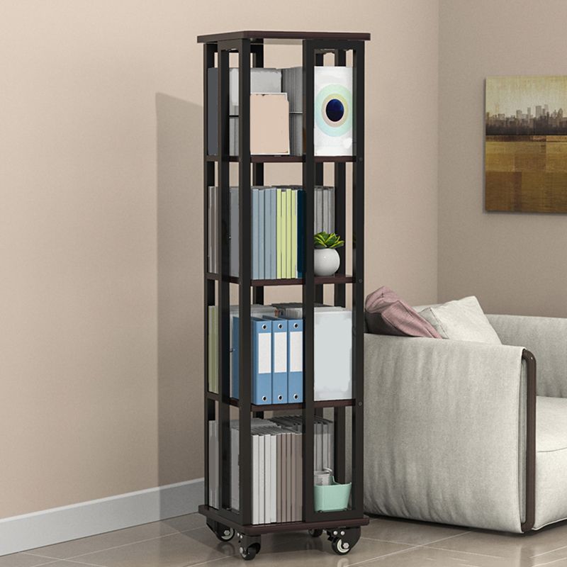 Contemporary Standard Shelf Metal Shelf Bookcase with Casters