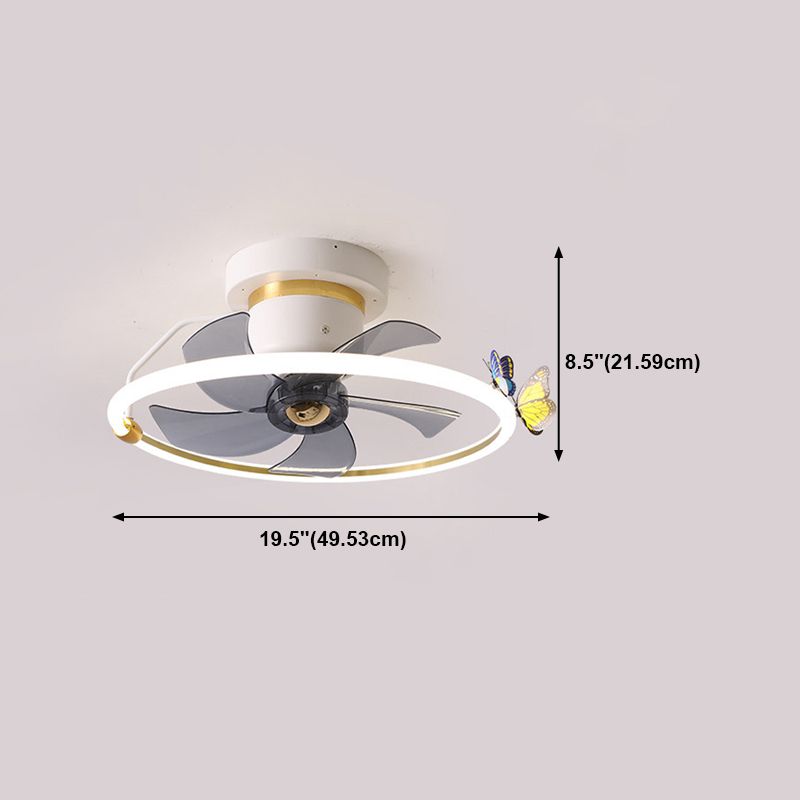 LED Ceiling Fan Lamp Minimalist Style Metal Flush Mount Ceiling Light for Bedroom