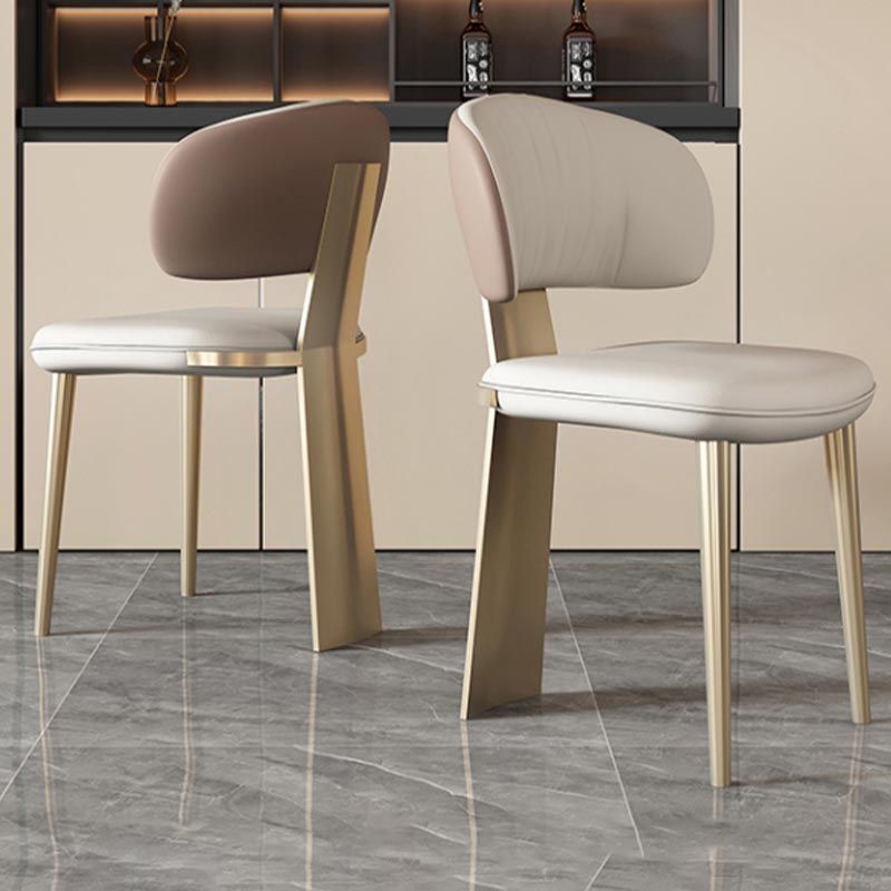 Nordic Glam Style Chair Dining Armless Chairs for Kitchen with Metal Legs