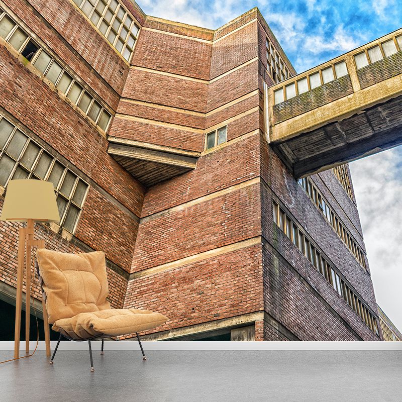 Construction Wall Mural Wallpaper Decorative Mildew Resistant Home Decor