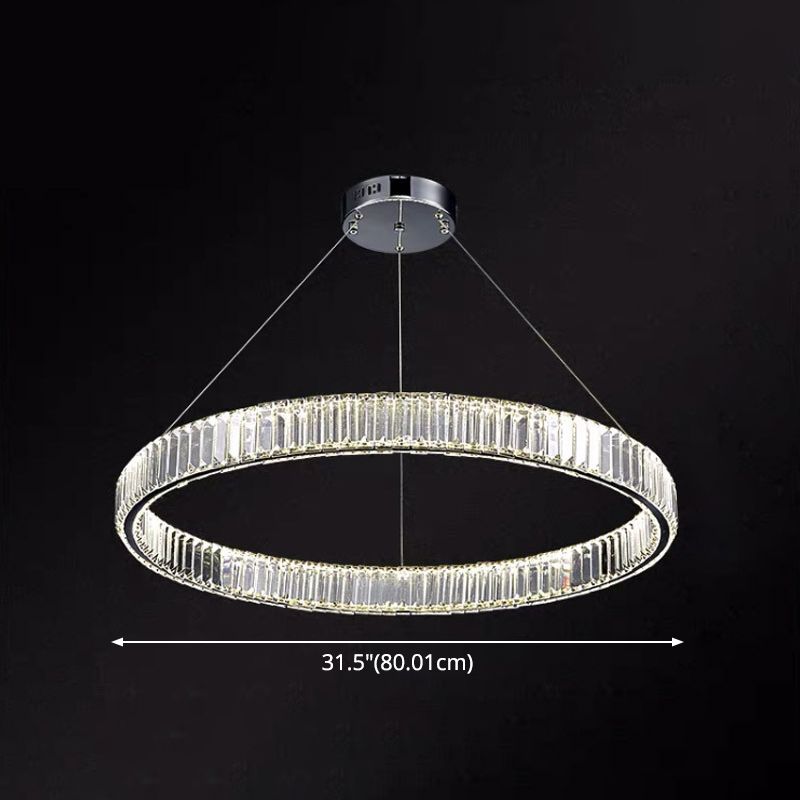 Ultra-modern Ring LED Chandelier Lamp Crystal Suspension Pendant Light for Living Room