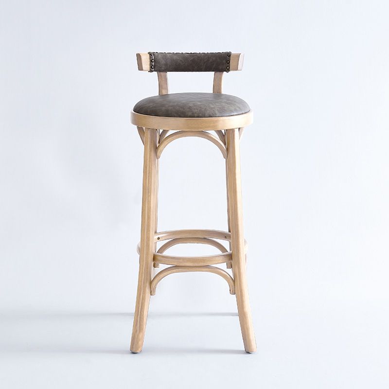 Industrial Wood Counter Stool Faux Leather Counter Height Stools for Home Use