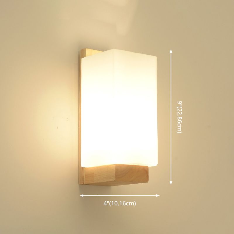 Wood Geometric Wall Sconce Lighting Simplicity-Style Wall Lighting Fixture in Beige