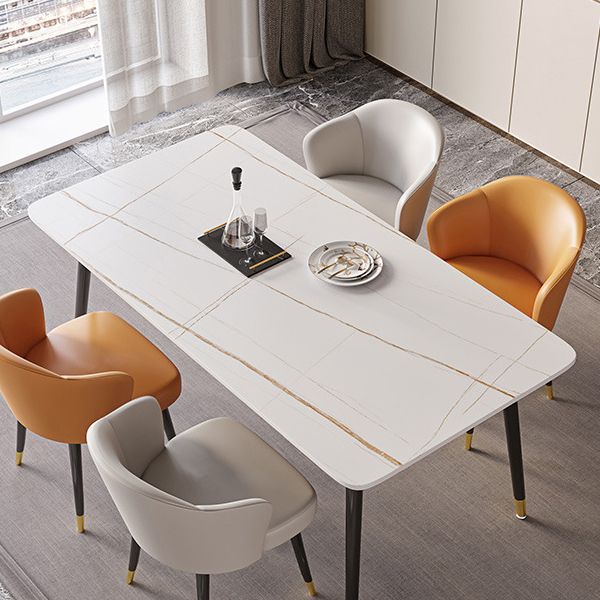 Stone Top Dining Table Contemporary Table with 4 Legs in Black