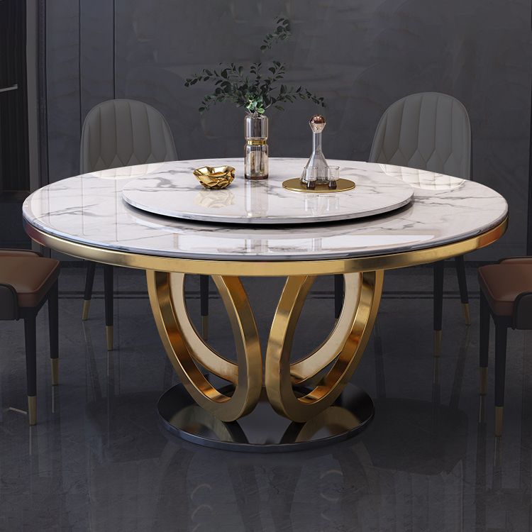 Metal Modern Round Indoor Table Sintered Stone Table for Kitchen and Dining Room