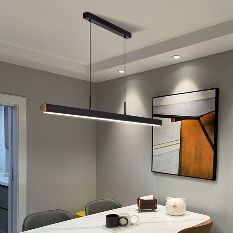 Contemporary LED Island Pendant Light Linear Hanging Island Light with Metal Shade