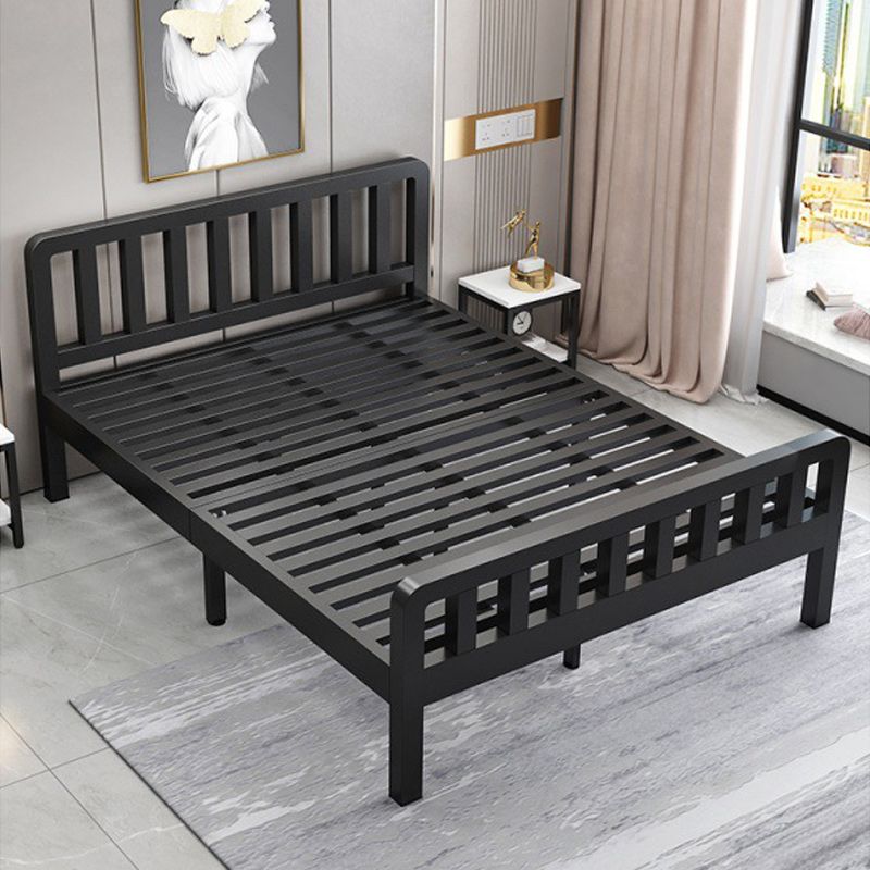 Contemporary Metal Bed Frame Solid Color Slat Bed with Custom Gold Legs