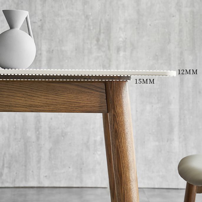 Mesa de comedor de lujo tradicional Mesa de comedor de piedra sinterizada con base de madera maciza