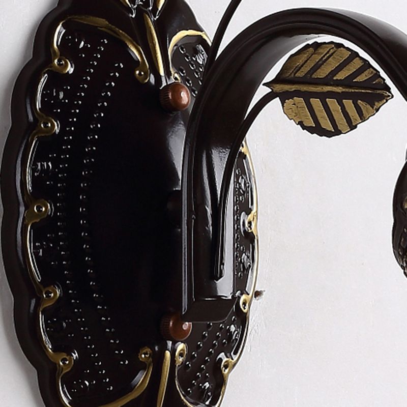 1 Light Milky Glass Wall Lamp Rustic Black Bell Shape Living Room Sconce Light Fixture