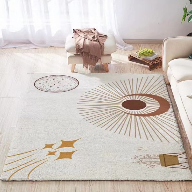 Orange Modern Rug Polyester Abstract Print Rug Stain Resistant Rug for Drawing Room