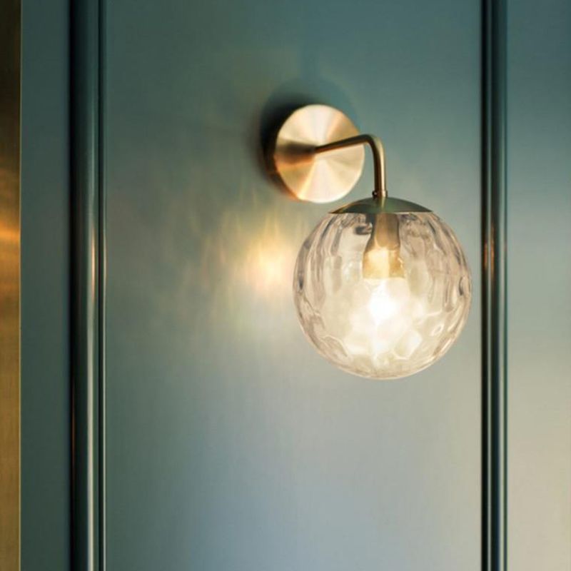 Modern Metal Wall Sconce Ball Shape Vanity Lamp with Glass Shade for Bathroom