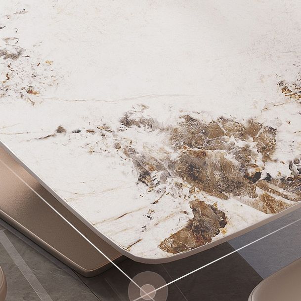 Modern Sintered Stone Top Dining Set Rectangle 1/2/5/7 Pieces Dinette Table Set in Gold