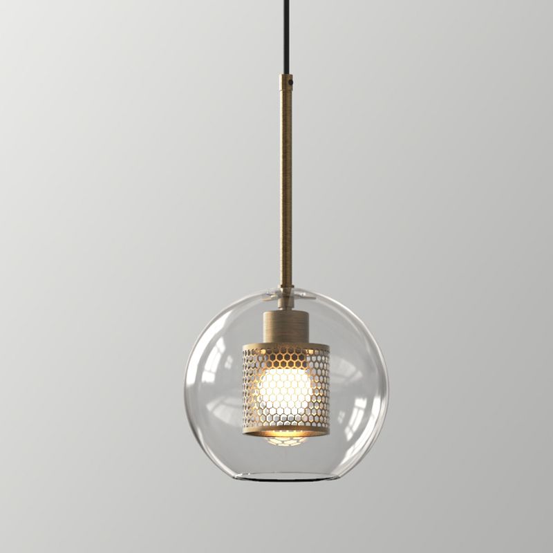 1 lampe suspendue en verre léger métal géométrique suspendu pendant léger en clair