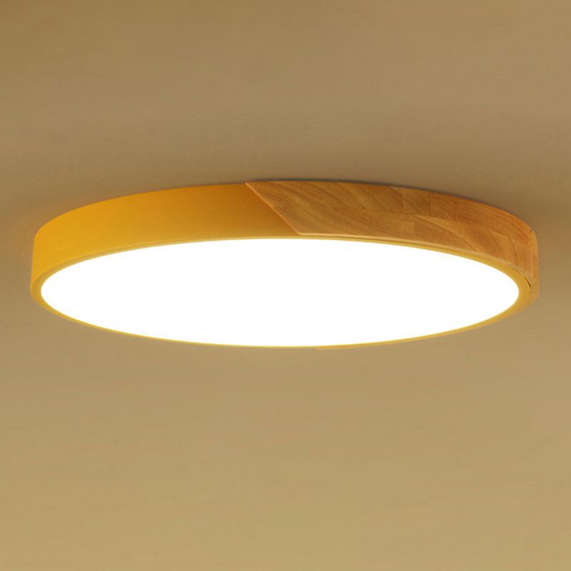 Plafonnier LED rond de style macaron en acrylique, montage encastré à 1 lumière pour chambre à coucher et salon