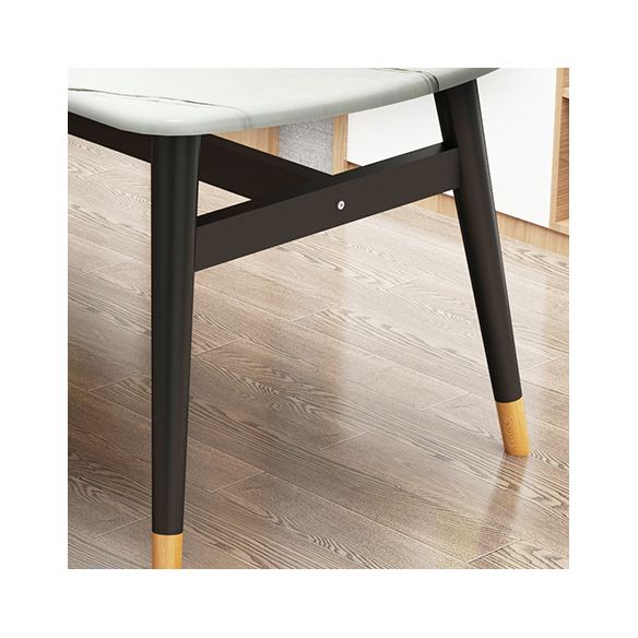 Standard Wood Top Dining Room Set with 4 Black Wood Legs Base for Dining Furniture