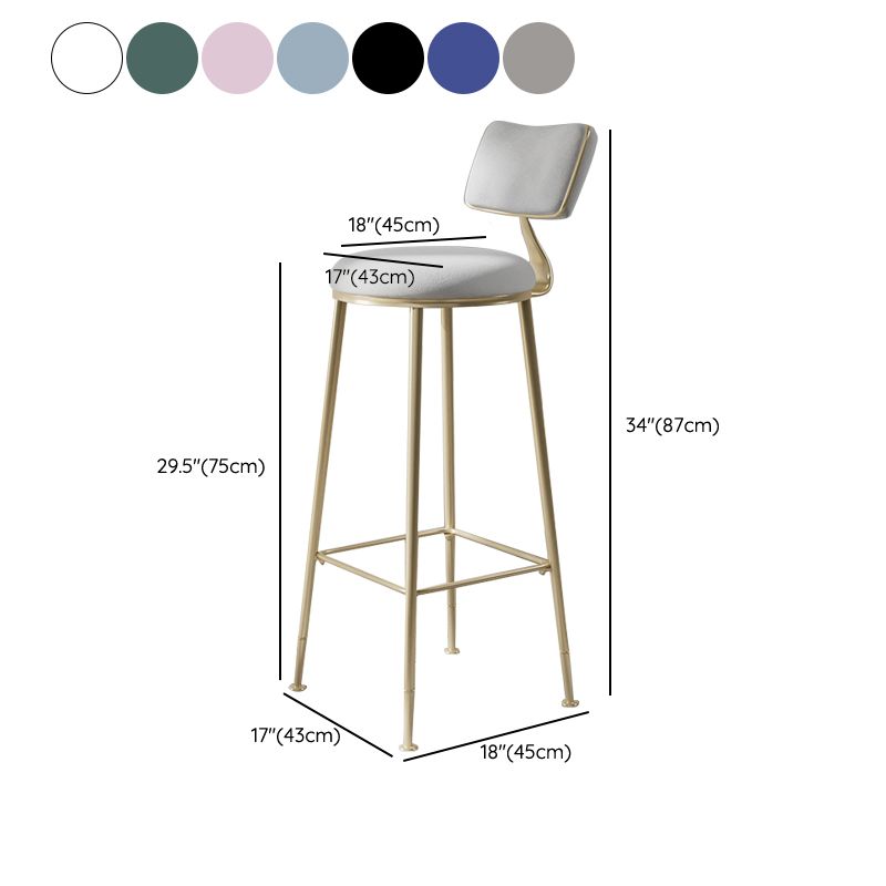 Scandinavian Style Counter Stool Upholstered Round Bar Stool with Footrest