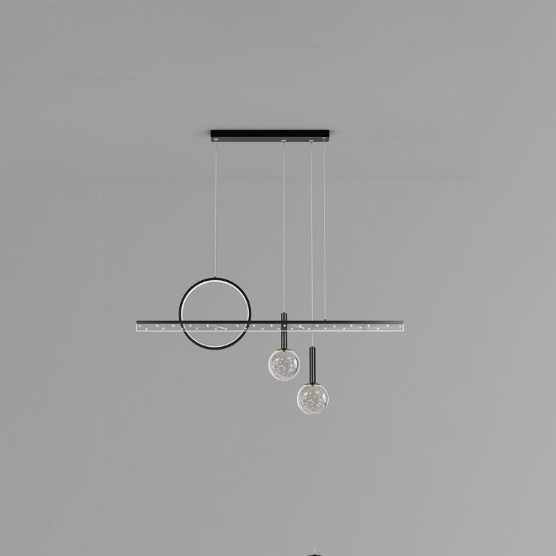 Moderne Kugel Island Beleuchtung Metal 4 Light Island Pendelleuchte in Schwarz