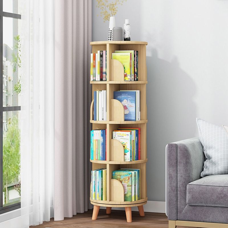 Solid Wood Bookshelf Contemporary Style Natural Bookcase for Home Office